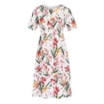 thumbnail image 4 of DailyTrove Women's Floral Print Fit & Flare Maxi Dress, Short Sleeve, Garden Party & Picnic Outfit, Breathable Cotton Blend, 4 of 4