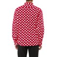 thumbnail image 3 of MODA NOVA Big & Tall Men's Polka Dots Long Sleeve Dress Button Down Shirts Red White L, 3 of 5