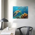 thumbnail image 4 of Shiartex Green Sea Turtle Canvas Wall Art Print, Wildlife Artwork 20x16in, 4 of 6