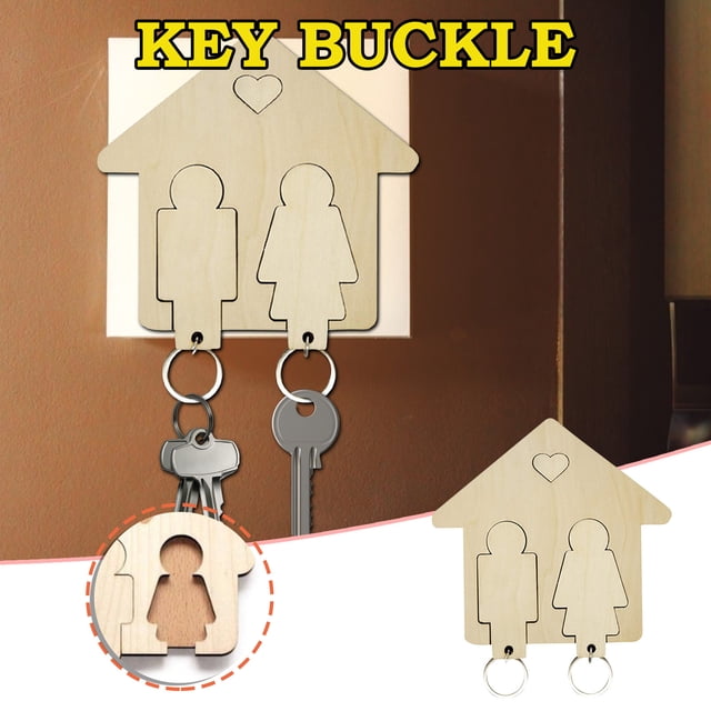 Fiudx Ofertas Relámpago Llavero De Madera Para Colgar En La Pared Con Llave De Pareja Diy, Regalos Pequeños
