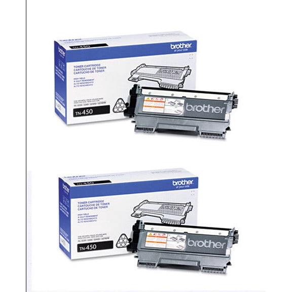 Genuine Brother TN450 (TN-450) Black Toner Cartridge 2-Pack