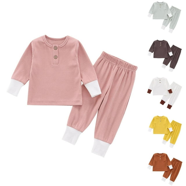 NJDVHB Tenues d'Hiver pour Tout-Petits, Tenues d'Automne pour Garçons, Ensemble de Pyjama pour Garçons Filles, Hauts à Manches Longues Col Rond Unis pour Tout-Petits, Pantalons, Blanc, 90