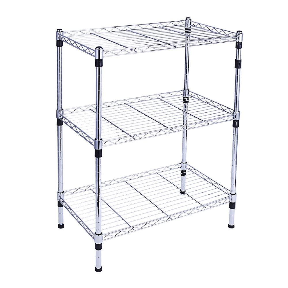 3Shelf Storage Unit,Heavy Duty Adjustable Chrome Wire Storage Shelving