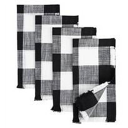 Mainstays Buffalo Plaid Woven Cotton Napkin, 4 Piece, Black and White 