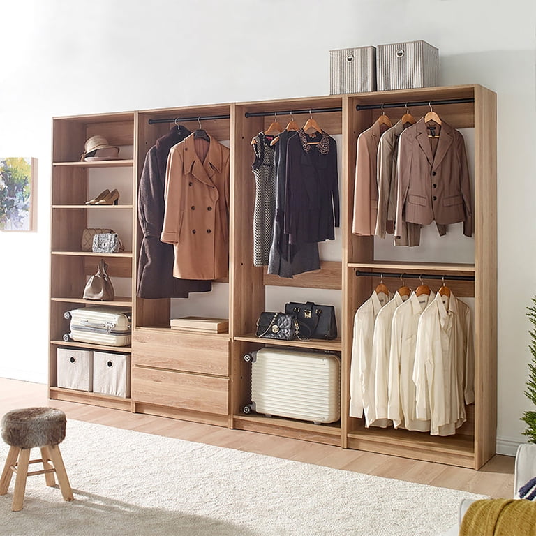 Prosper Oak Freestanding Walk in Wood Closet System - Walmart.com