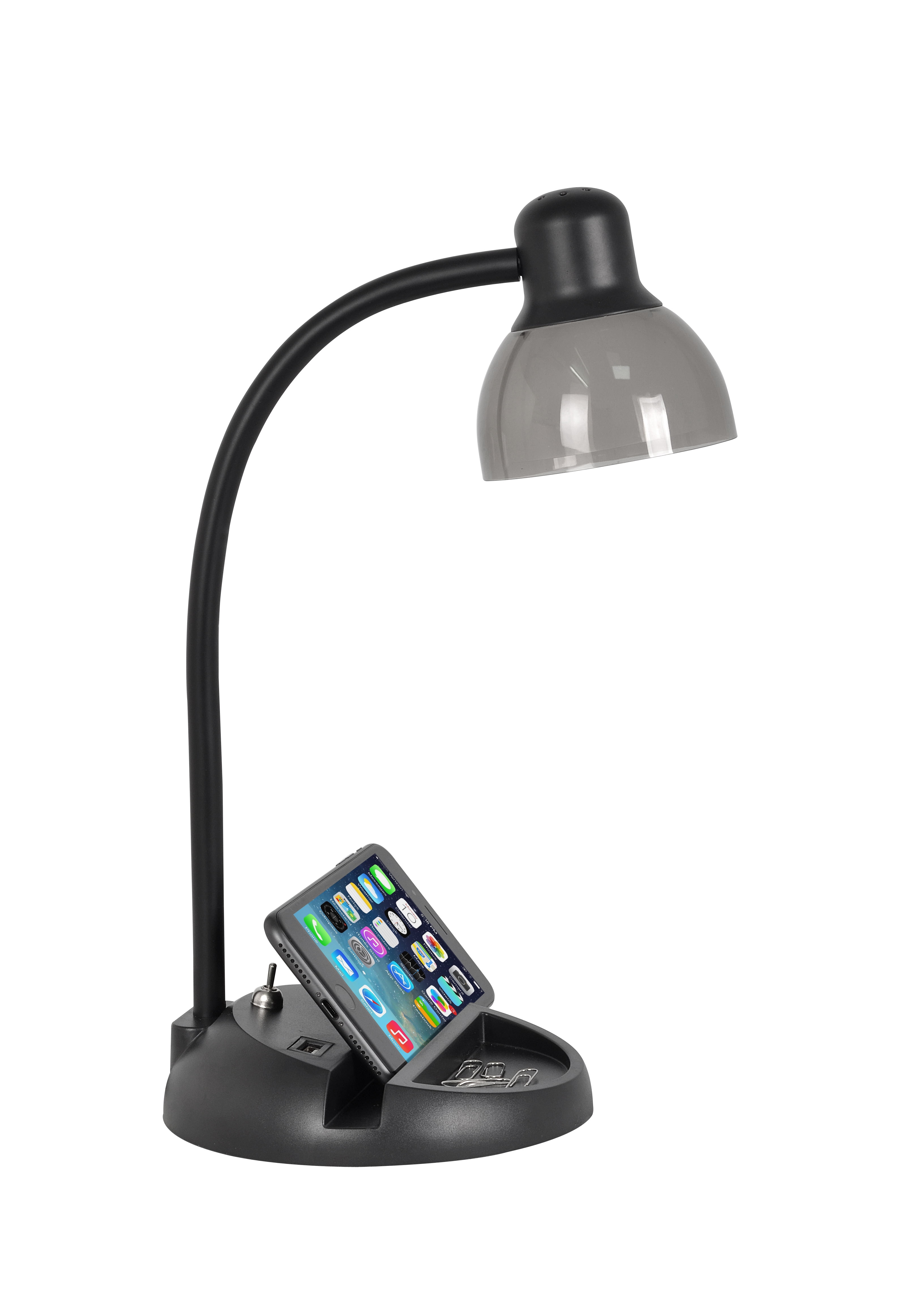 Mainstays led desk lamp with usb port and storage slots walmart