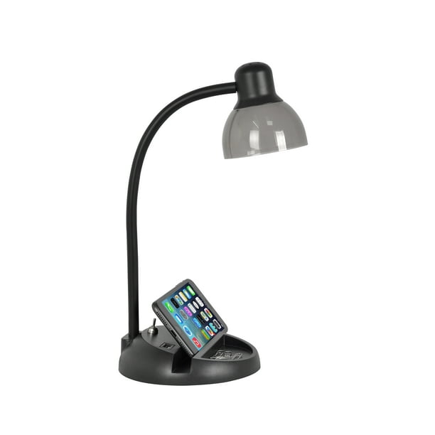 Mainstays Led Desk Lamp With Usb Port And Storage Slots Walmart