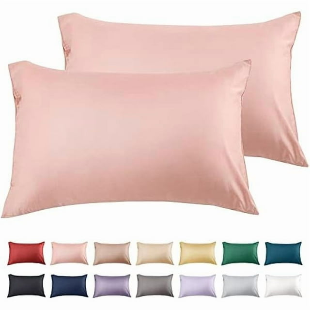 Chenchen Cotton Pillow Cases Standard Size Set of 2, 600 Thread Count Pillowcases 20x26 Inches, Soft Long Staple Cotton Pillowcases Breathable with Envelope Closure,Pink