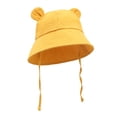 thumbnail image 4 of ROHUUQUE Baby Bear Ears Bucket Hat Cotton Solid Color Sun Hat with Chin Strap for Toddler Girls Boys Beach Outdoor, 4 of 9
