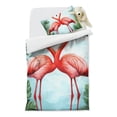 thumbnail image 2 of Palm Leaves and Flamingo Duvet Cover and Pillowcase Set for Single Bedding, Bedroom Accessories for Kids Teens, 2 of 5