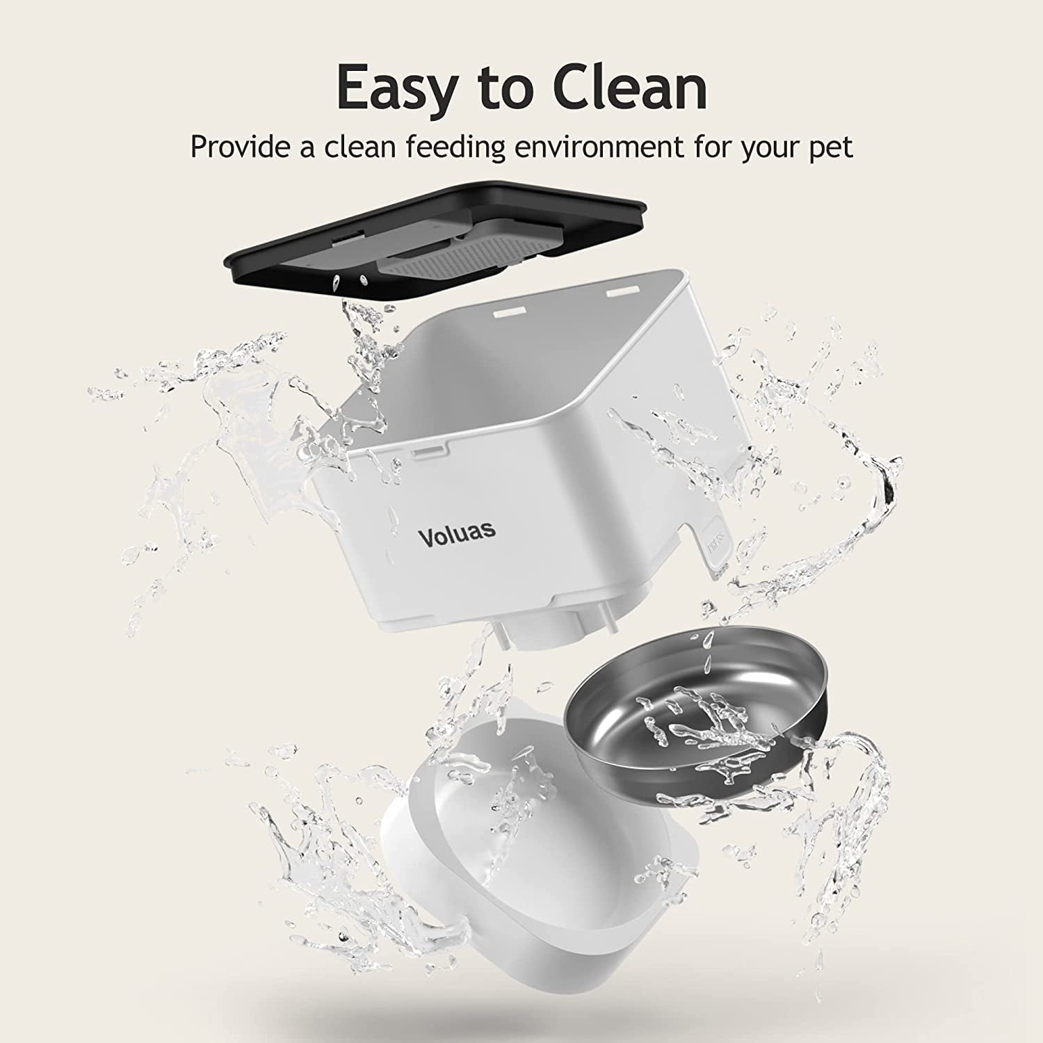 VOLUAS Automatic Cat Feeder with Voice Recorder and Timer for Cats and Dogs, 4L Large Capacity Dry Food Dispenser with Programmable Portion Control and LCD Display