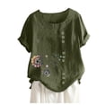 thumbnail image 5 of Yuncity Womens Linen Tops Casual Loose Cotton Short Sleeve T-Shirt S-2Xl, 5 of 5