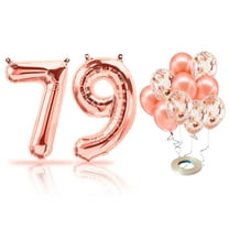 PARIS PRODUCTS - 79th Birthday Rose Gold Balloons & Number 79 Mylar Balloon, 79th Birthday Party Decor, 79th Birthday Decorations for Women, 79th Birthday Decorations Women