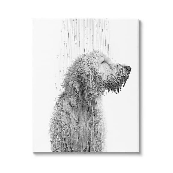 Stupell Industries Dog Bathroom Splash Animals & Insects Painting Gallery Wrapped Canvas Art Print Wall Art, 16 x 20