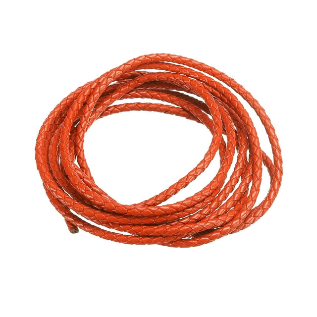 Unique Bargains 2.19 Yards 3mm Dia Leather Cord Braided String for DIY Crafts, Orange 1Pack