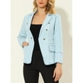 thumbnail image 5 of MODA NOVA Juniors Notched Lapel Long Sleeve Button Denim Jacket with Pockets, 5 of 6