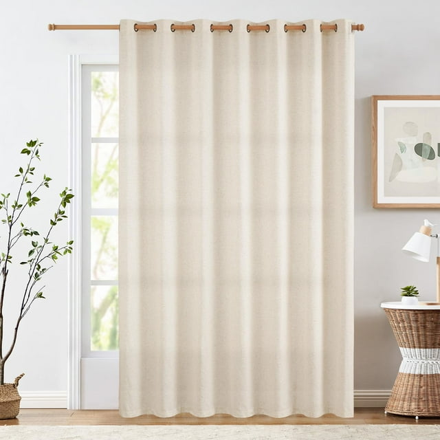 Cortina Jinchan de lino extra ancha, 254 x 213 cm, color beige, para sala de estar