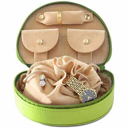 Royce Leather Mini Jewelry Zippered Travel Case in Genuine Leather