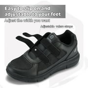 FitVille Extra Extra Wide Walking Shoes for Men with Adjustable Strap, Black, 11.5 Xx-Wide
