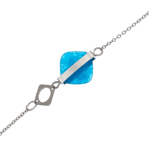 Elsie & Zoey Women's Light Blue Genuine Sea Glass & Sterling Silver Anklet
