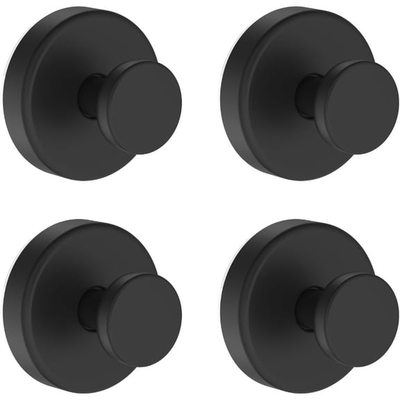 4-Pack Black Suction Cup Hooks - Heavy Duty Waterproof Towel Hooks for Bathroom, Glass Door & Wall, Removable No-Drill Hangers for Robes, Loofahs & Wreaths