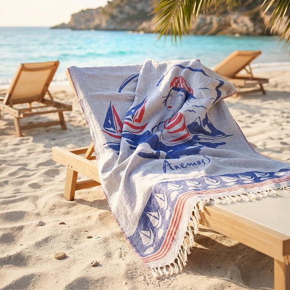 Anemoss Turkish Beach Towel 39 x 70 100% Cotton Extra Large Turkish Peshtemal