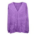 thumbnail image 6 of Fiaer Women's Cardigan Sweater Oversize Long Sleeve Lightweight Fashion Solid Open Front Tops with Pocket Purple XXL, 6 of 6