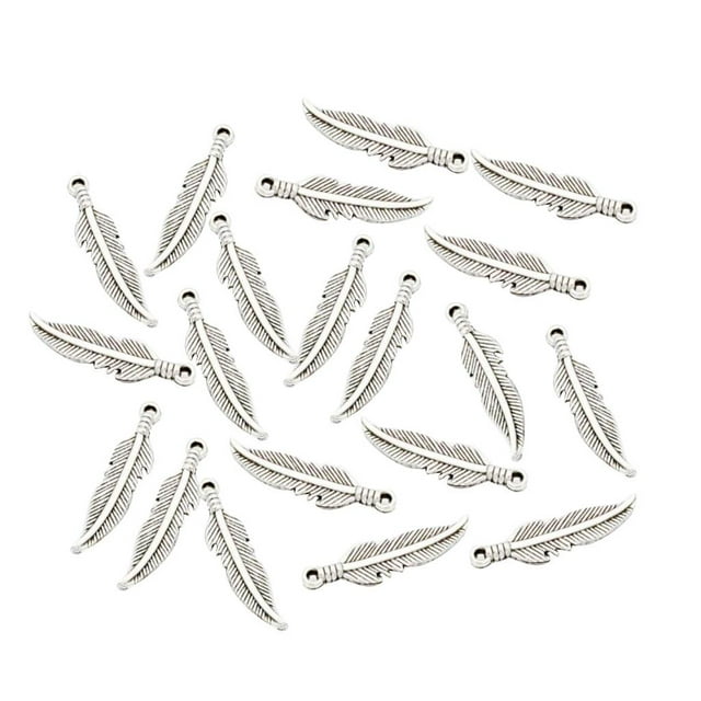 20 Piezas de Abalorios de Plumas de Hoja Vintage, Colgante de , Joyería DIY, Manualidades Fernando Perlas de hoja joyas de bricolaje