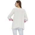 thumbnail image 4 of Bimba Women Rayon White Summer Tunic Long Sleeve Embroidery Casual Loose Top-20, 4 of 5