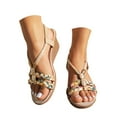 thumbnail image 3 of Guttear Womens Wedge Sandals Lightweight Non-Slip Vegan Slides Summer Fashion Party Heeled Sandals, 3 of 8