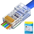 thumbnail image 1 of Conectores RJ45 Cat6 Cat5, extremos de conectores Ethernet 8P8C chapados en oro (paquete de 100), 1 of 6
