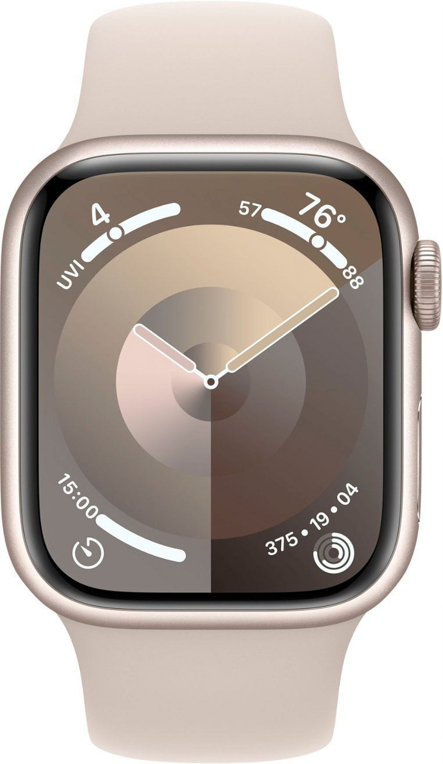 Restored Apple Watch Series 9 GPS 45mm Starlight Aluminum Case with Starlight Sport Band - M/L (Refurbished)