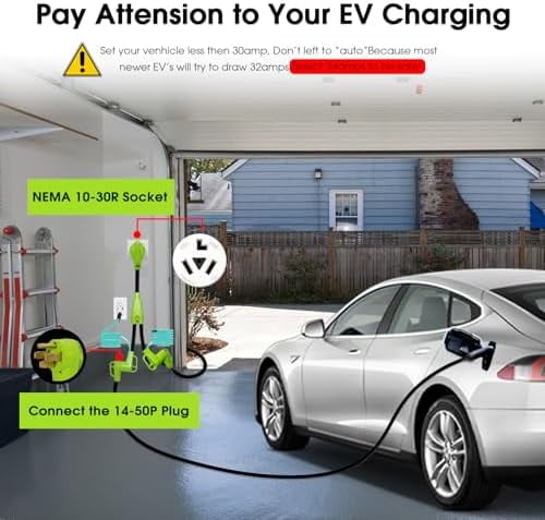 30 Amp 240V Y Splitter for Dryer and EV Charger, 3 Prong NEMA 10-30P to 14-30R/14-50R Dryer Adapter, Adapter for 14-50P EV Charging and Modern Standard Dryers,STW 3/10 AWG, 2.5FT