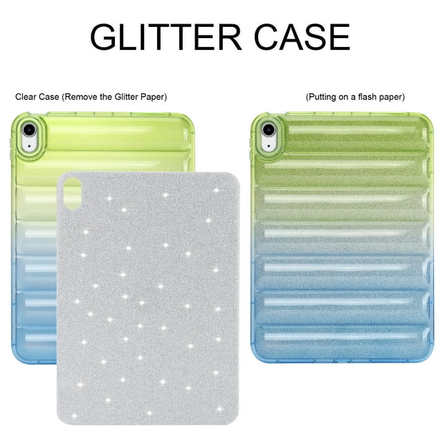 Étui de Tablette Bling Pailleté de Luxe pour IPAD PRO 11 AIR3 4 5 Résistant aux Chutes IPAD 10 Mini 4 5 6 Silicone Souple Transparent Mode Bleu Vert pour IPAD PRO 12.9