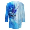 thumbnail image 5 of SOOMLON Mardi Gras Shirts Women Tuesday Shirts Carnival Themed Party 3/4 Sleeve Outfits Funny Mask Graphic Tshirts Tunic Crewneck Tops New Orleans Holiday Blouses 2025 Blue XL, 5 of 5
