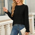 thumbnail image 6 of Amvlyk Long Sleeve Shirts for Women Solid Round Neck Loose Hollow Out Pullover Blouses Lightweight Casual Lace T-Shirts Spring Basic tops Clothes Comfy Fall Fashion Outfits 2025, 6 of 8