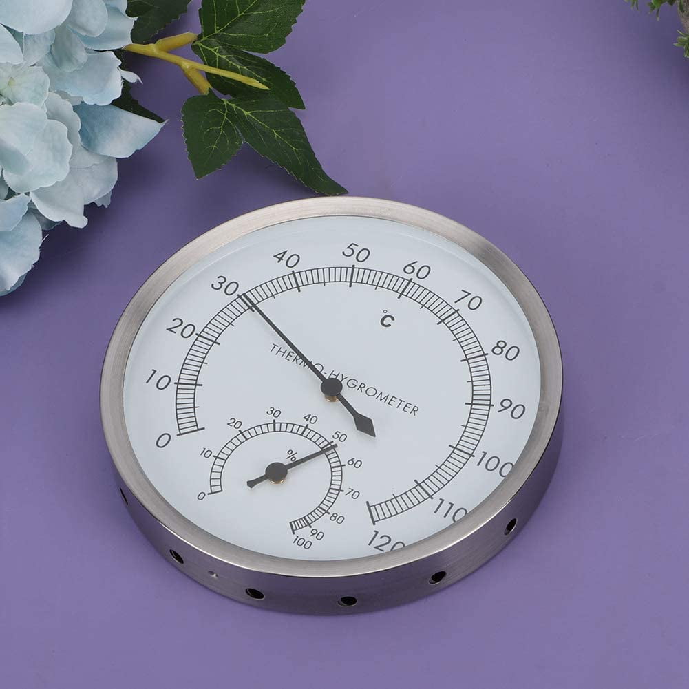 ABCISI 2 in 1 Stainless Steel Temperature Gauge Indicator Steam Room Sauna Room Thermometer Hygrometer Thermo Hygrometer Indoor, for Sauna Steam Room Bathroom