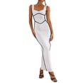 thumbnail image 1 of Faithtur Robe Longue Moulante pour Femmes, Patchwork, Sans Manches, Robe Camisole, Été, Dos Nu, Fente, Robe de Soirée, 1 of 9