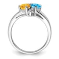 thumbnail image 5 of 925 Sterling Silver Rhodium Blue Topaz and Citrine Diamond Ring Size 8, 5 of 6