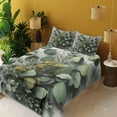 thumbnail image 2 of Ambesonne Eucalyptus Leaves Fitted & Top Sheet Set with Shams, Love of Nature, Mustard and Reseda Green, 2 of 5