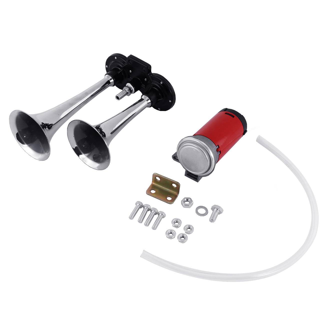 12V 150 DB SuperLoud Dual Trumpet Air Horn Kit Universal Car Truck Boat Train