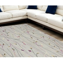 7' X 10' Gray and Pink Floral Power Loom Area Rug