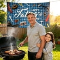 thumbnail image 4 of Voguly Happy Father's Day Banner Blue Plaid Party Decoration 5×3Ft, 4 of 5
