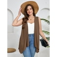 thumbnail image 3 of SHOWMALL Women's Plus Size Lightweight Cardigan Summer High Low Hem Draped Coffee 3X Soft Flowy Sleeveless Shrugs with Pockets Comfortable Stylish Layering Outerwear for Women, 3 of 8
