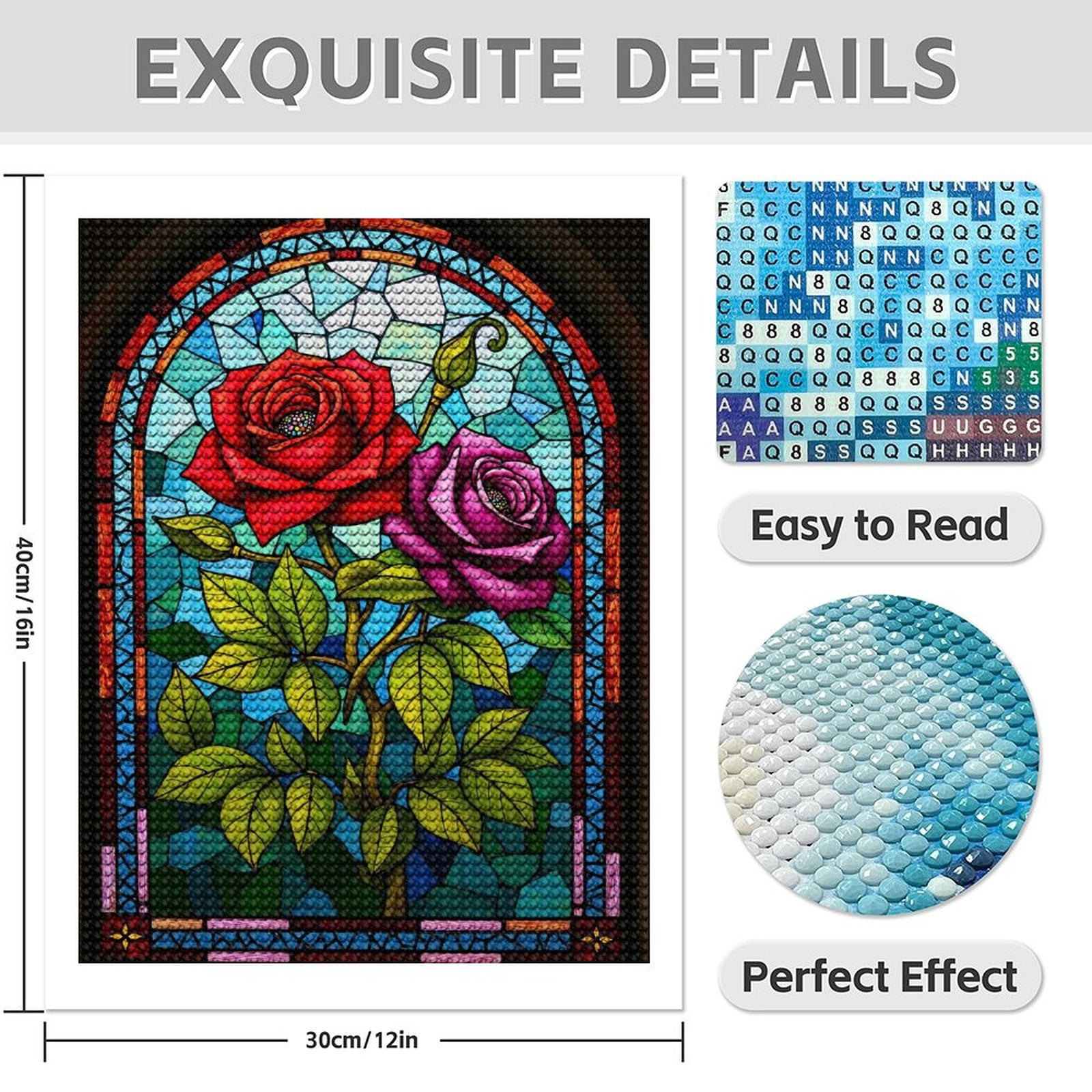 Diamond Art Kits for Adults - 5d Stained Glass Floral Beauty Diamond Painting for Adults, Diamond Art for Adults Beginners, Diamond Painting Kits for Adults for Home Wall Decor