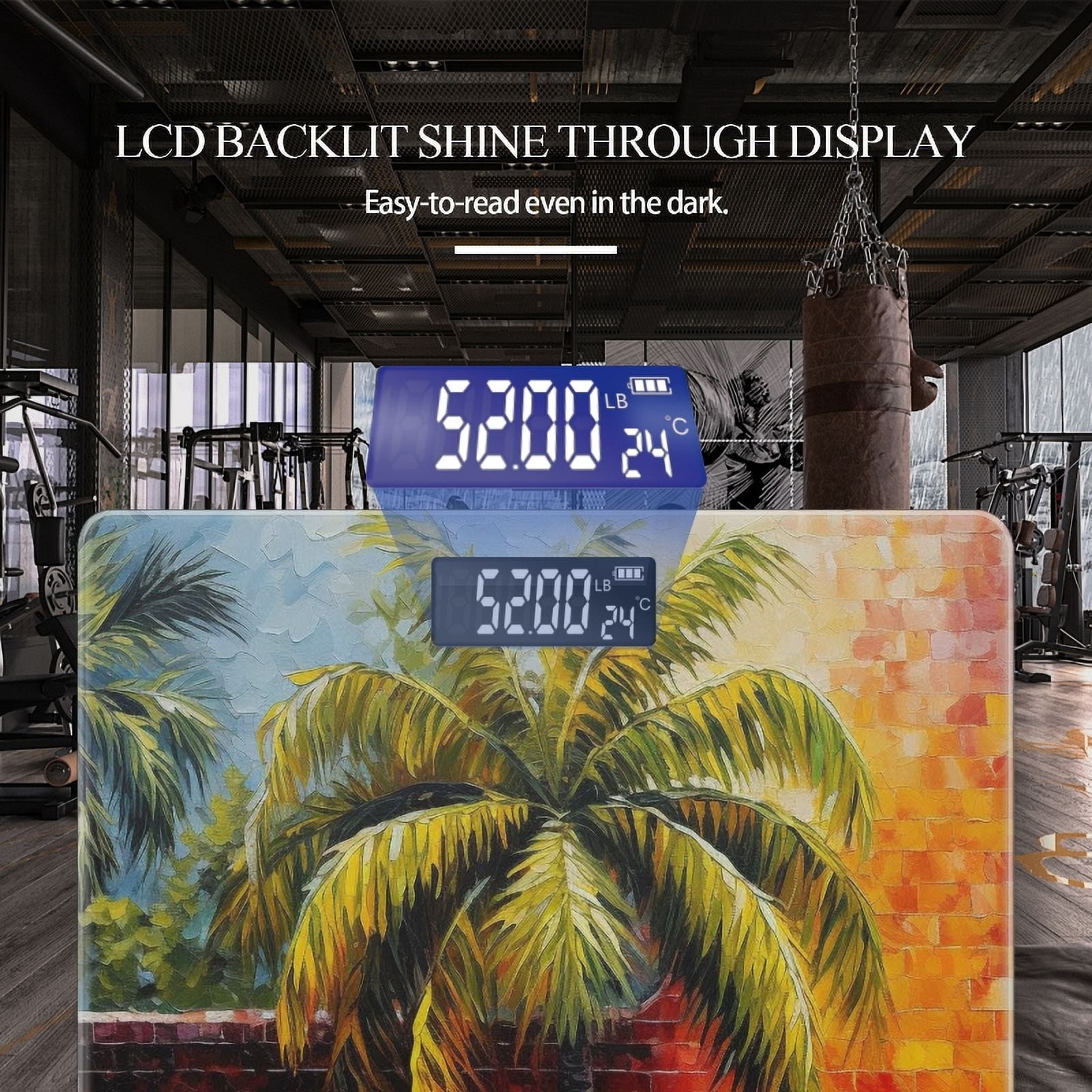 Bathroom Scale, Highly Accurate Digital Body Scale,Precisely Measures Weight up to 400 lbs-Exotic Palm Tree In Front Of Red Brick Wall