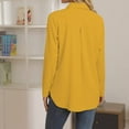 thumbnail image 6 of BXJX Womens Shirts Casual New With Pocket Turndown Collar Solid Color Roll Up Long Sleeve Tops Yellow Button Down Shirts for Women Size 2XL, 6 of 8