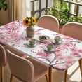 thumbnail image 3 of Spring Peach Flowers Table Cloths for 5 Foot Rectangle Tables, Pink Botanical Floral Leaves Branch Patio Waterproof Elastic Fitted Tablecloths, Washable Rectangular Table Cover for Camping, 3 of 8