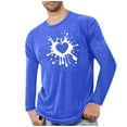 thumbnail image 2 of BRGZLK Valentines Day Shirts for Men Casual Cozy Heart Print Sports Fitness Long Sleeve Round Neck Base Layer Undershirts Blue L, 2 of 4