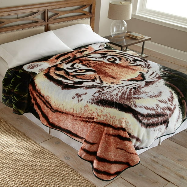 Shavel Home Products Hi Pile Luxury Throw Blanket, 60" x 80", Tiger